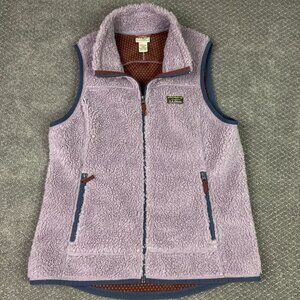 LL Bean Mountain Pile Fleece Vest Women's Large Lilac Full Zip Deep Pile 502430